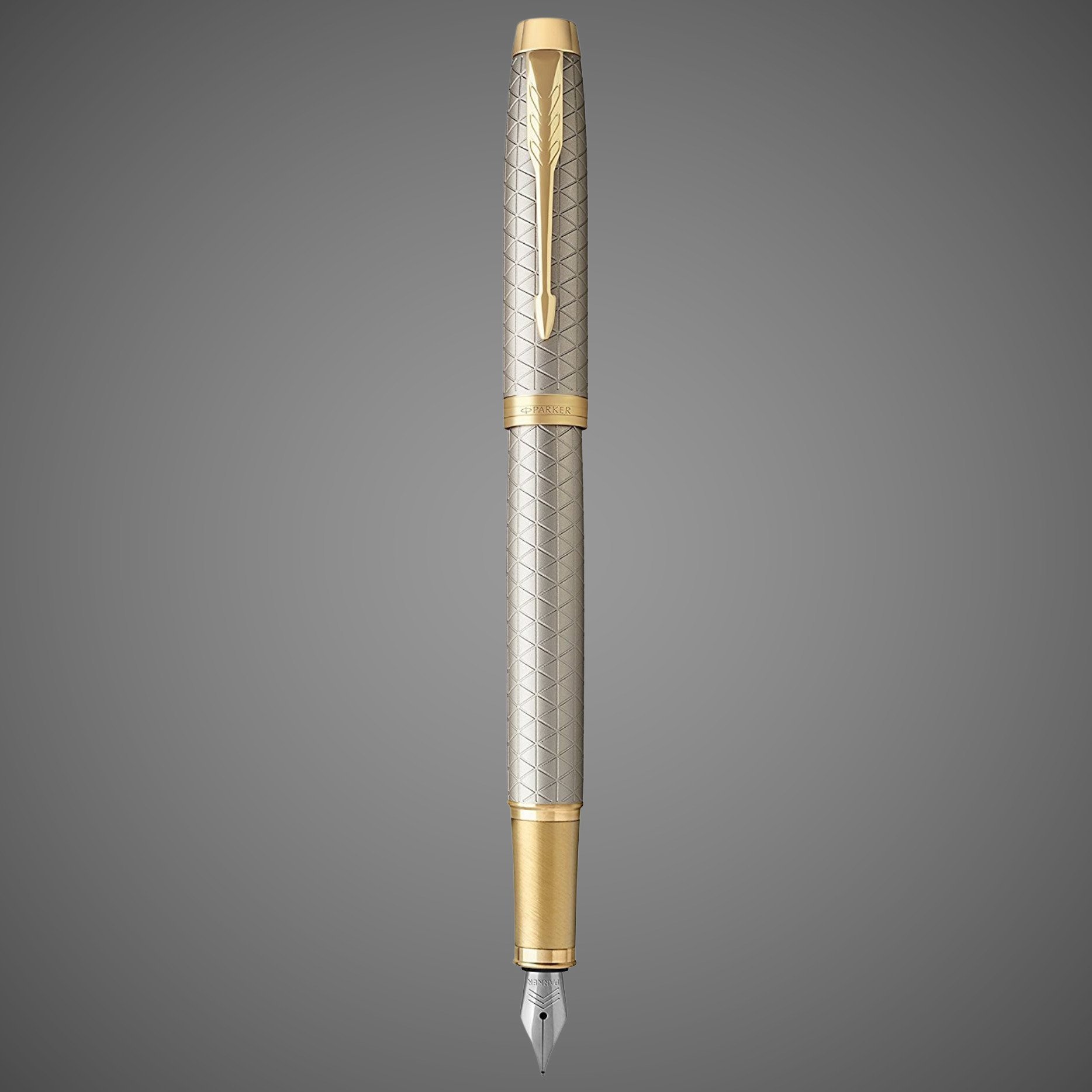 Подарочный набор Parker: ежедневник, ручка перьевая Parker IM Premium Warm Silver Grey GT, цвет чернил синий