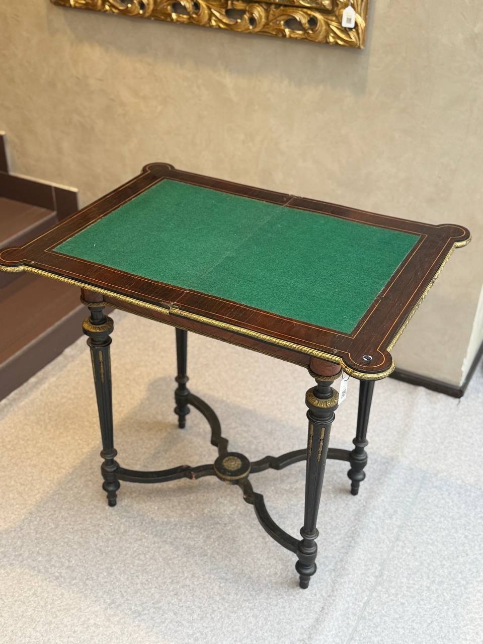 Столик ломберный с маркетри, дерево, инкрустация, сукно, металл, Западная Европа, 1880-1910 гг.