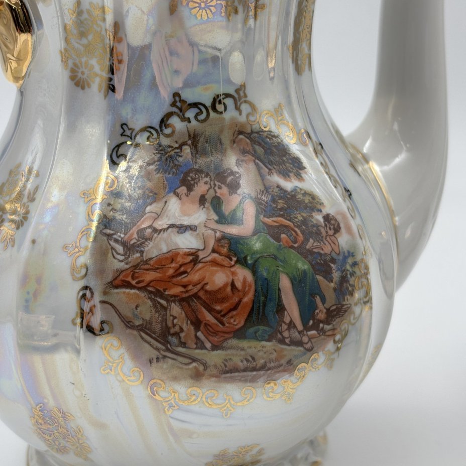 Сервиз кофейный "Мадонна" на 6 персон (14 предметов), фарфор, деколь, люстр, золочение, Kahla, ГДР, 1960-1980 гг.