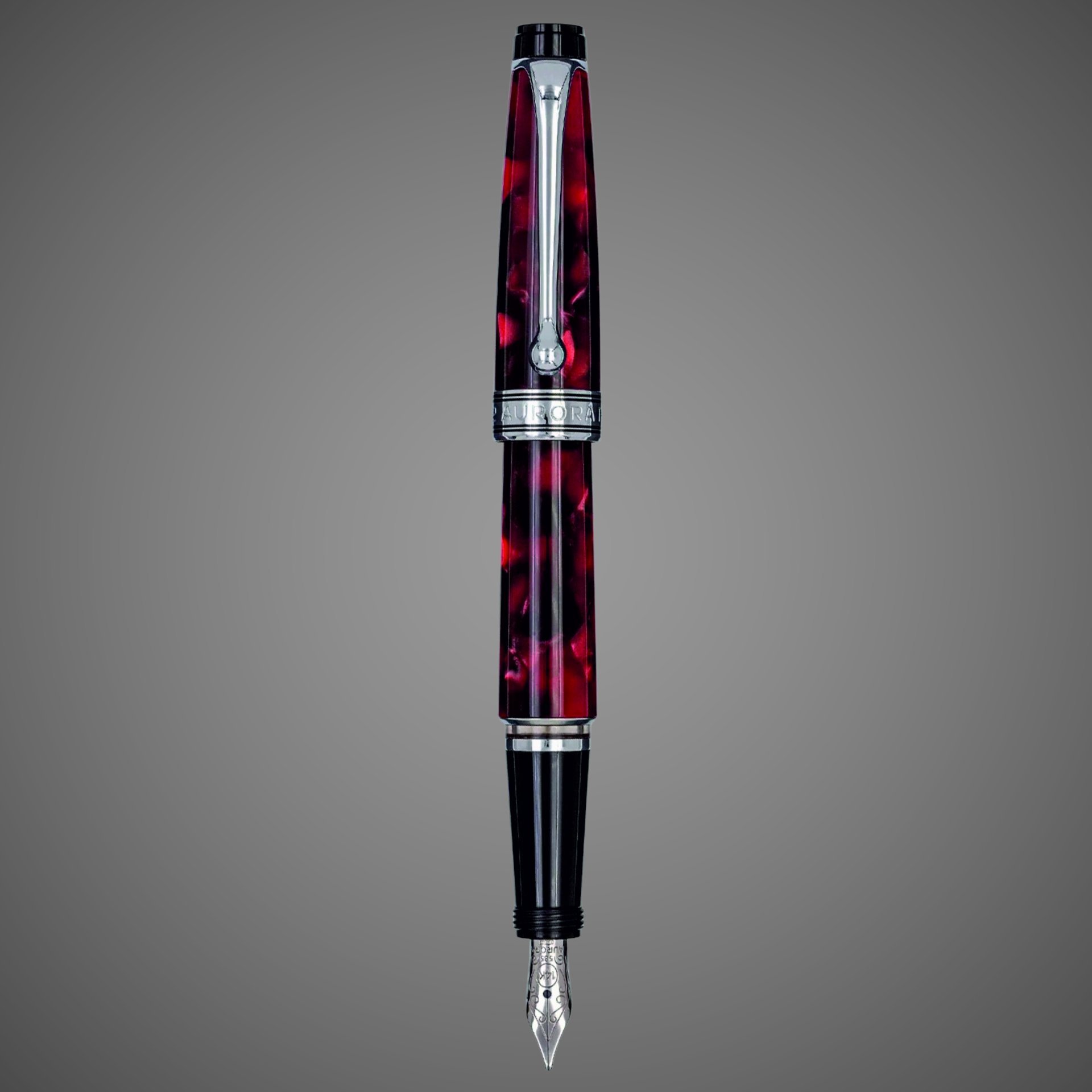 Перьевая ручка Aurora Optima Mini Variegated Burgundy CT, перо - F, в подарочной коробке, Драгметаллы: родий, смола, хром