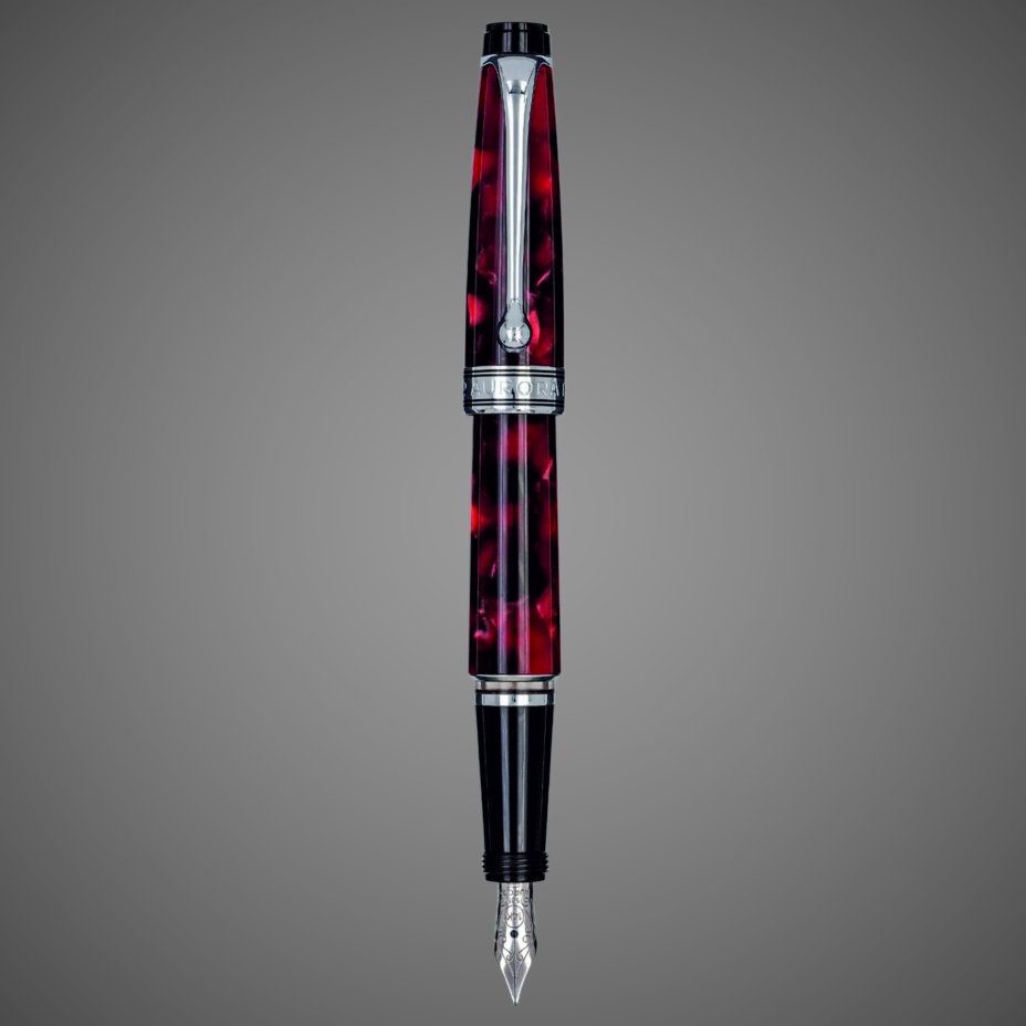 Перьевая ручка Aurora Optima Mini Variegated Burgundy CT, перо - F, в подарочной коробке, Драгметаллы: родий, смола, хром