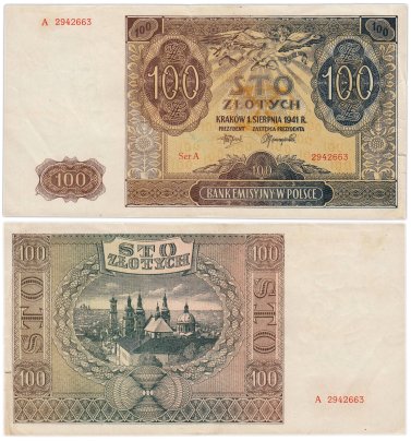 Польша 100 злотых 1941 серия A