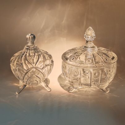 Набор из 2-х ваз для десертов с рельефным декором, стекло, Чехия, 2000-2010 гг.