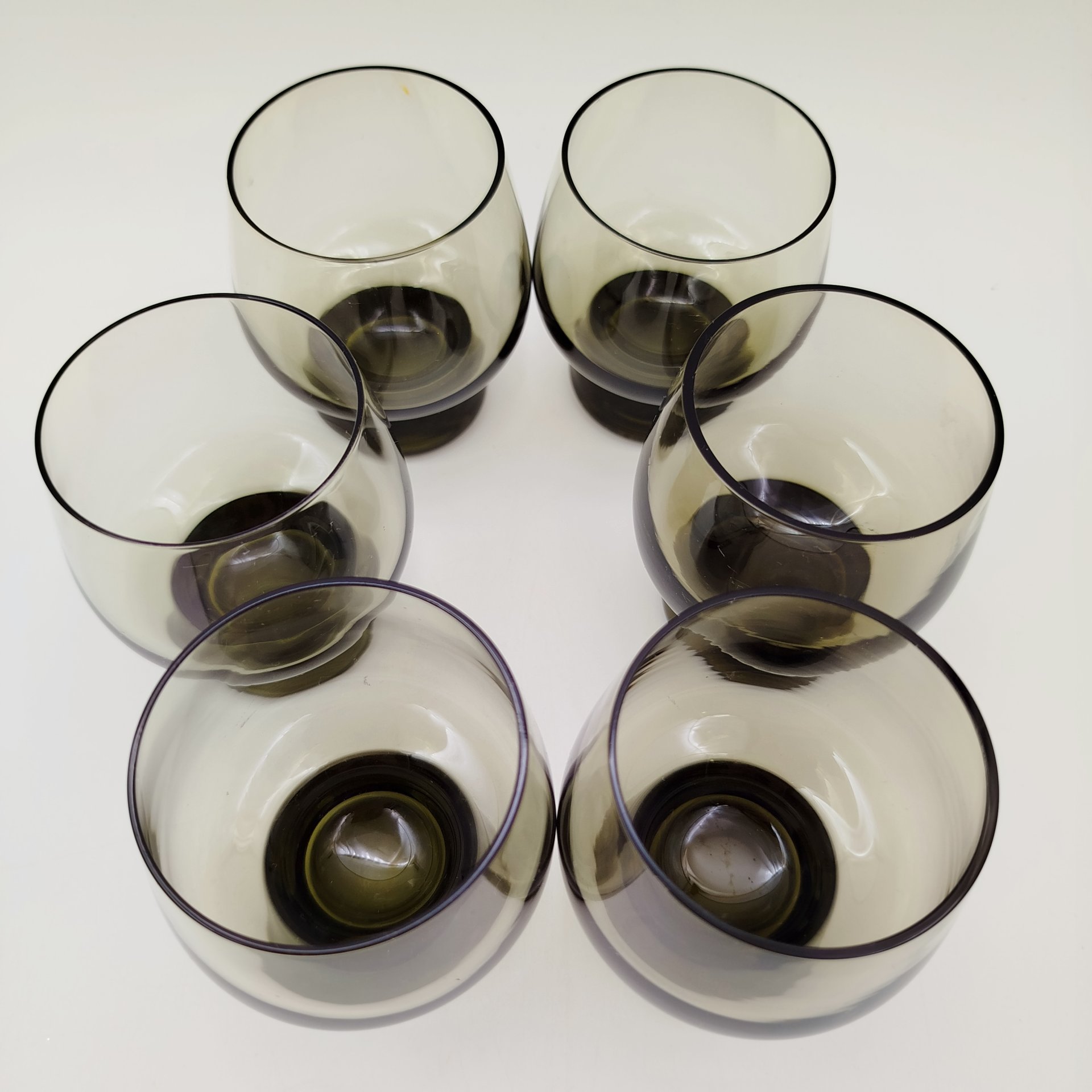 Набор из 6-ти бокалов дымчатого оттенка, стекло, Гусевской хрустальный завод (Гусь-Хрустальный), СССР, 1970-1990 гг.