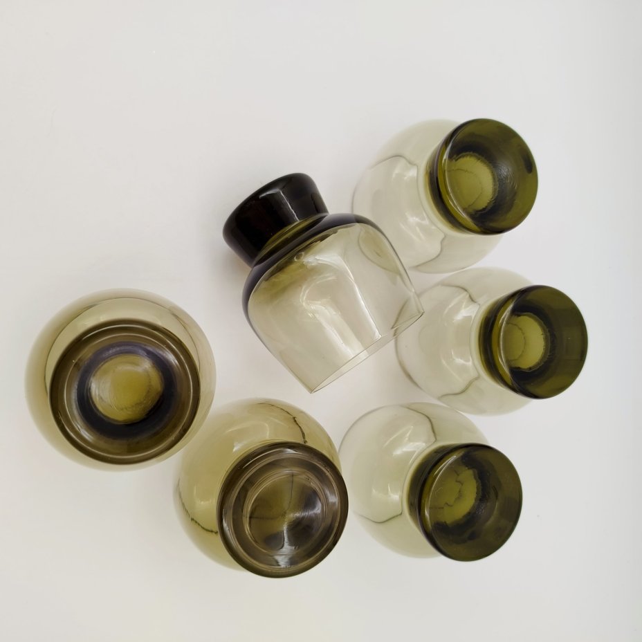 Набор из 6-ти бокалов дымчатого оттенка, стекло, Гусевской хрустальный завод (Гусь-Хрустальный), СССР, 1970-1990 гг.