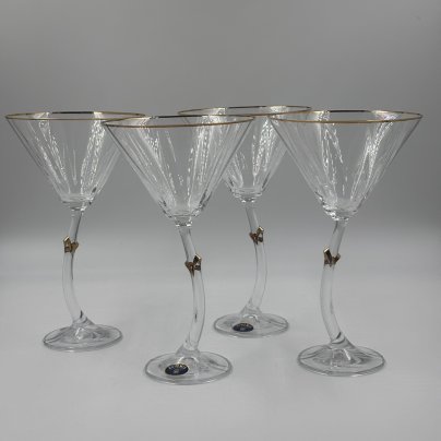 Набор из четырех бокалов "Zlata" с изогнутыми ножками (для мартини), Bohemia Crystal (Bohemia Glass)