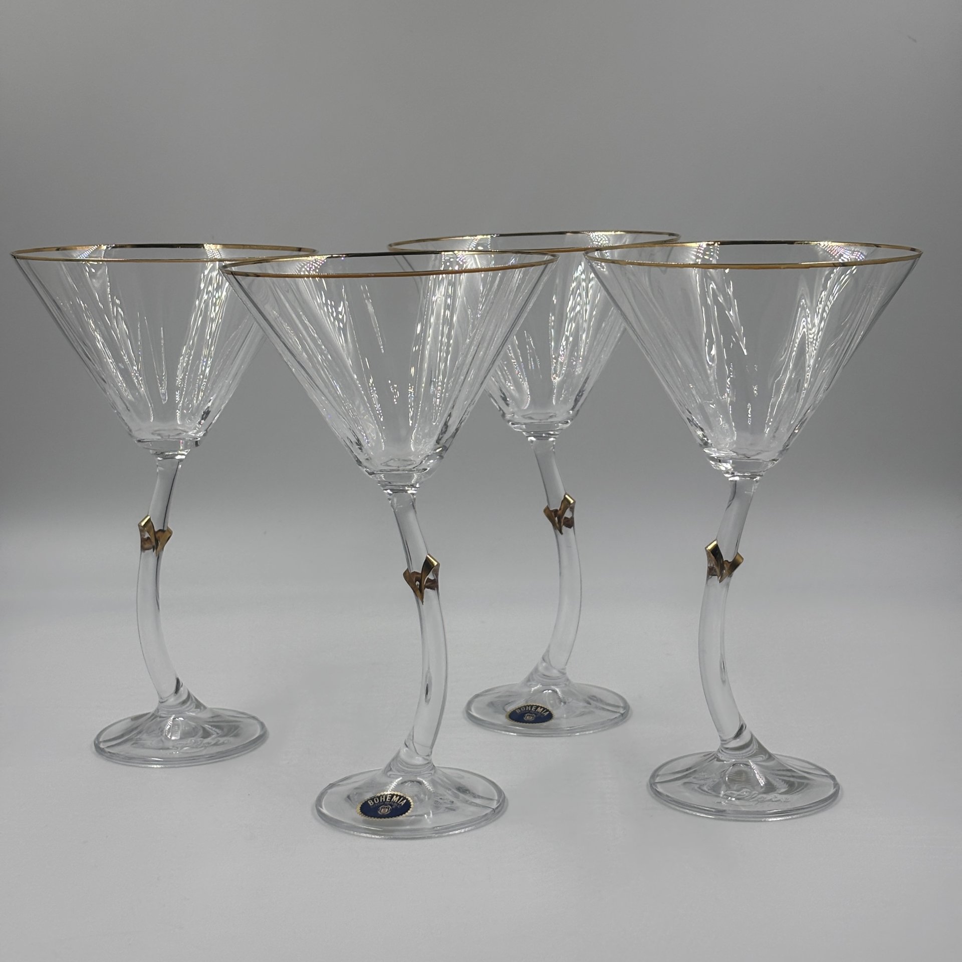 Набор из четырех бокалов "Zlata" с изогнутыми ножками (для мартини), Bohemia Crystal (Bohemia Glass)