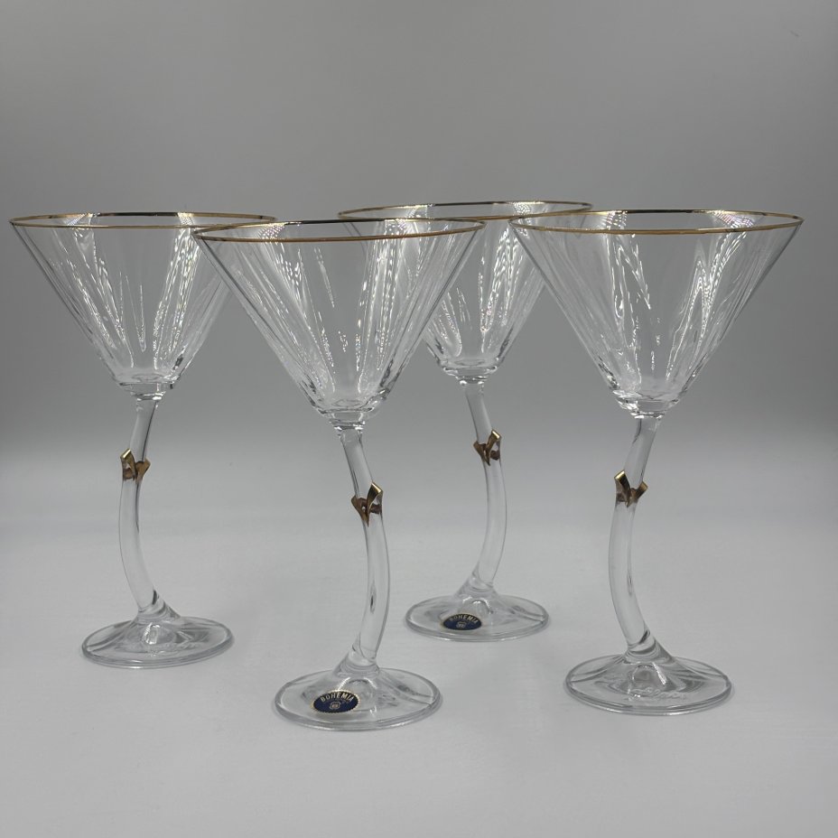 Набор из четырех бокалов "Zlata" с изогнутыми ножками (для мартини), Bohemia Crystal (Bohemia Glass)