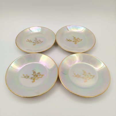 Набор из 4-х розеток с растительным декором, фарфор, люстр, золочение, Colditz (Кольдиц), ГДР, 1960-1980 гг.