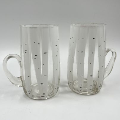 Пара кружек из набора для прохладительных напитков "Берёзка", стекло, роспись, СССР, 1960-1980 гг.