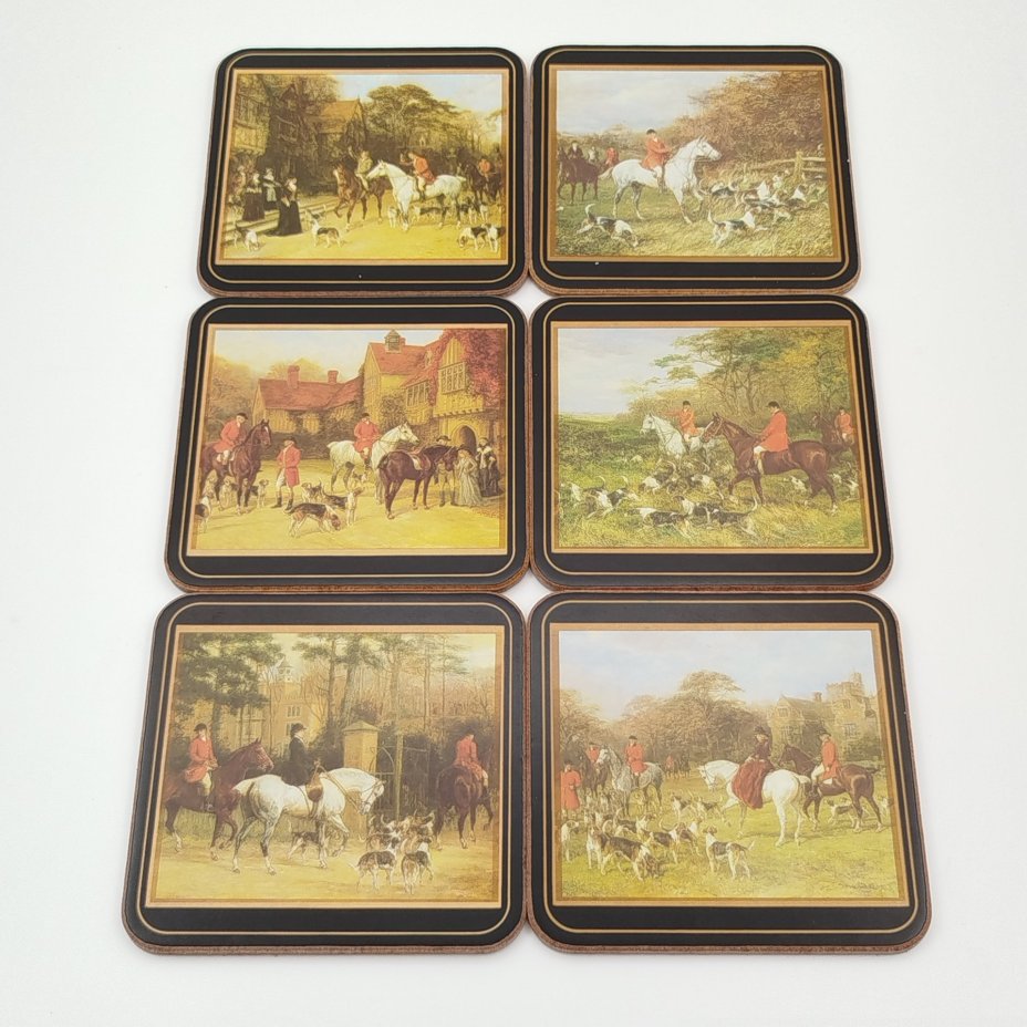 Набор подставок под стаканы с изображением сцен псовой охоты, на 6 персон, Pimpernel