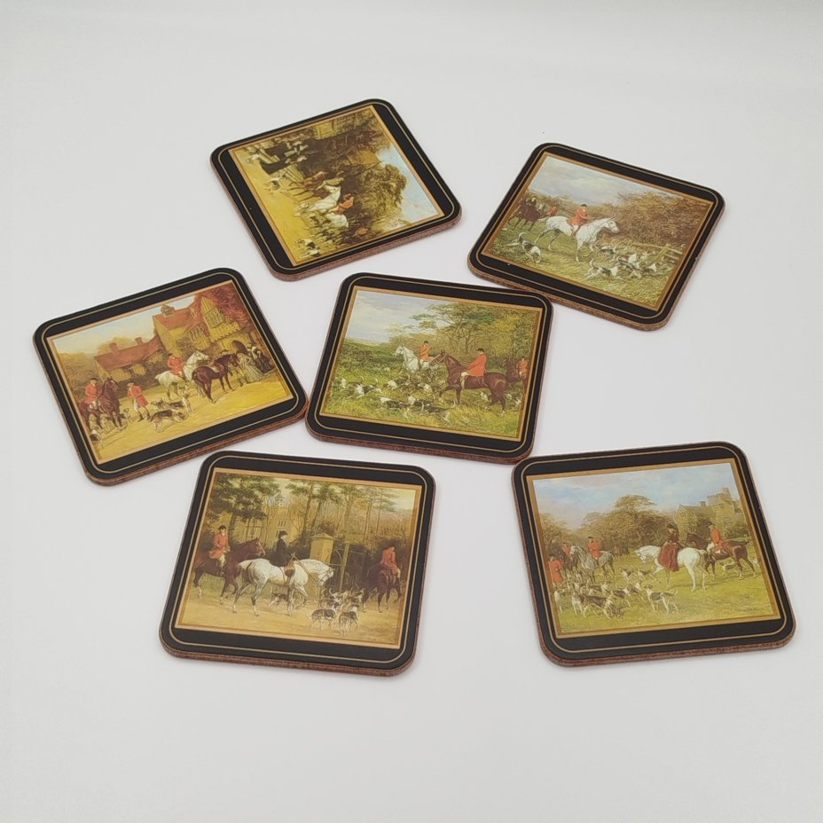 Набор подставок под стаканы с изображением сцен псовой охоты, на 6 персон, Pimpernel