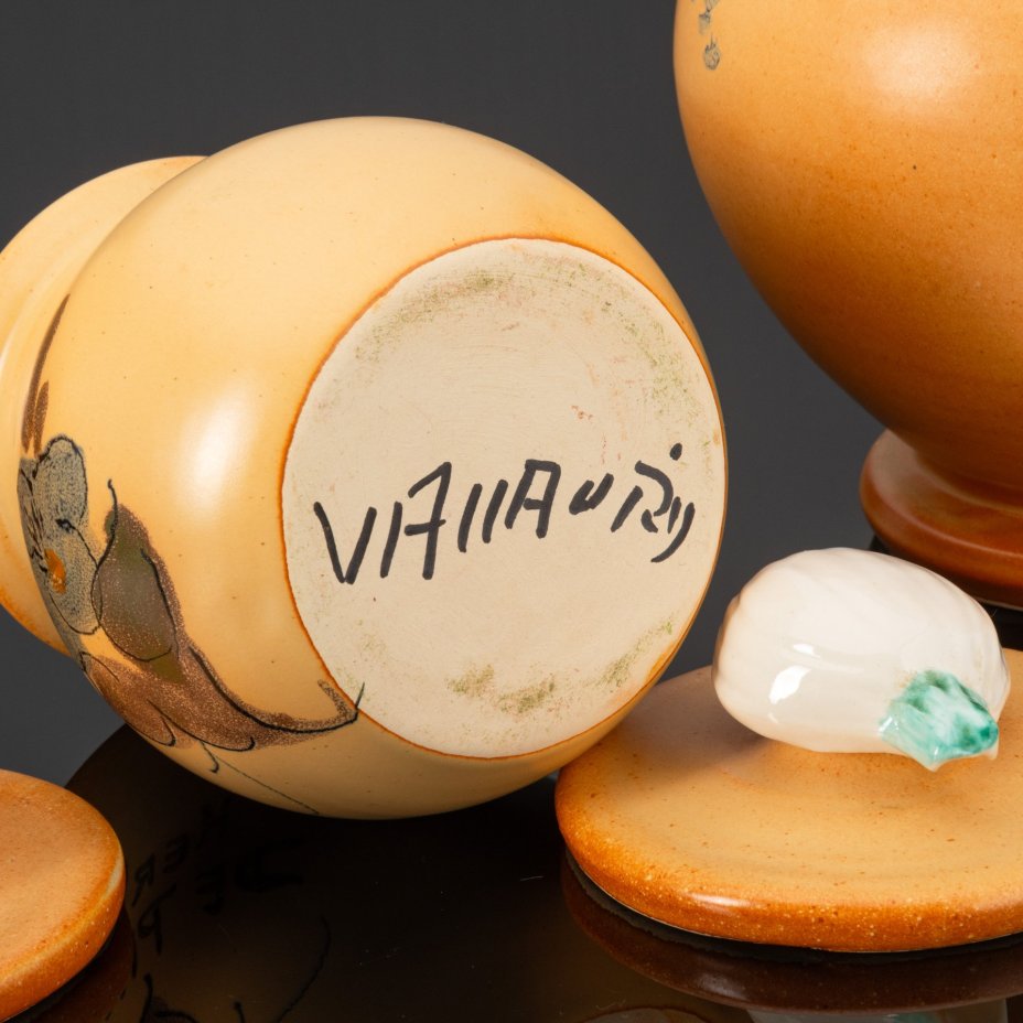 Набор доля хранения продуктов в виде пузатых горшков (Лук, Чеснок, Прованские травы), Vallauris