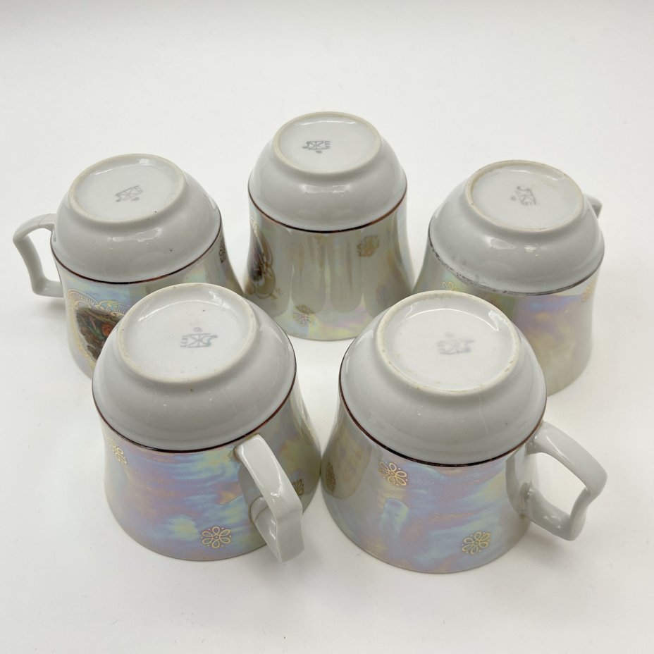 Сервиз кофейный "Мадонна" на 5 персон (13 предметов), фарфор, люстр, деколь, Graf Von Henneberg Porzellan, 1777 Jlmenau, Германия, 1977-1990 гг.