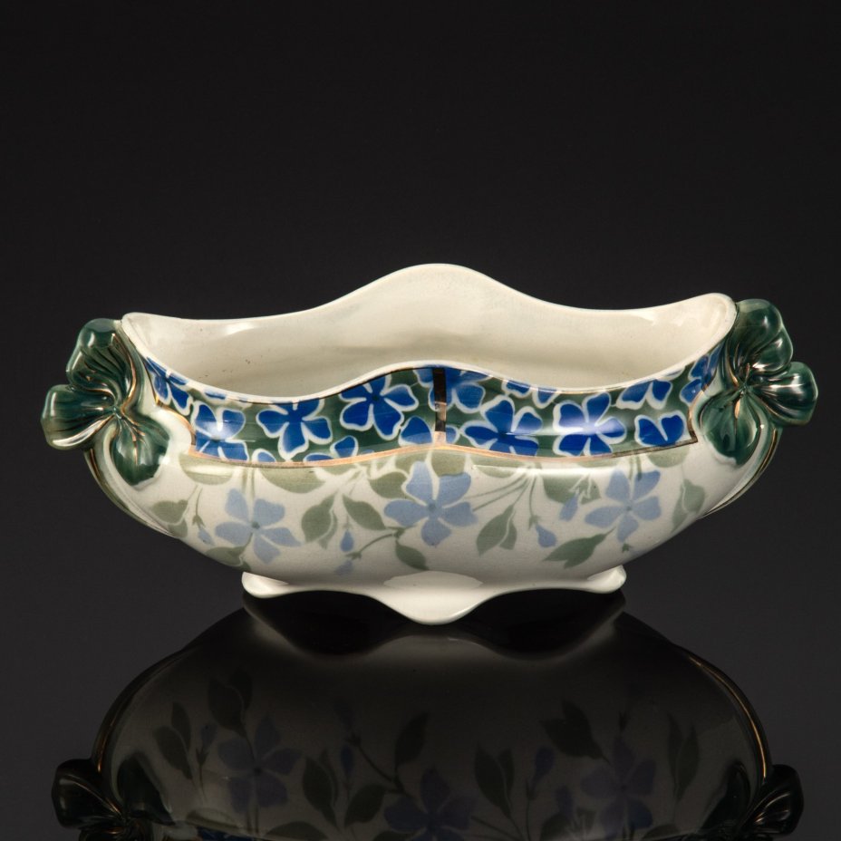 Кашпо в стиле Art Nouveau с ручками в виде бутонов цветов, Luneville Keller and Guerin