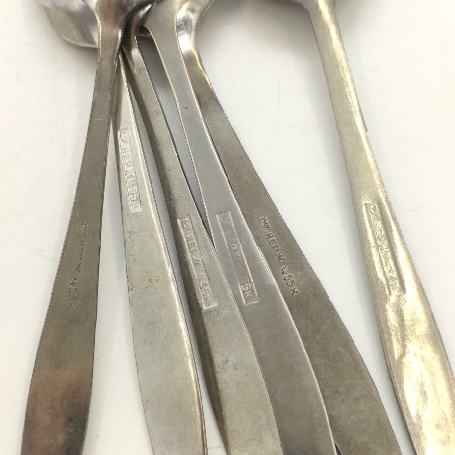 Набор из 6-ти чайных ложек с цветочным декором, Солнечногорский завод металлоизделий, нержавеющая сталь