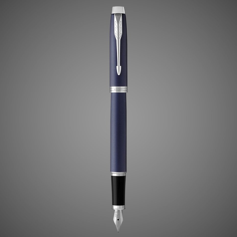 Перьевая ручка Parker IM Metal Matte Blue CT, перо: F, цвет чернил: blue, в подарочной упаковке., Металлы: латунь