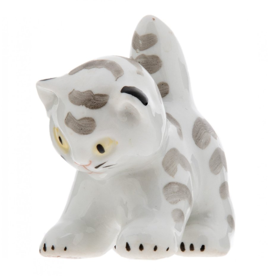 Статуэтка "Котенок", фарфор, роспись, Вербилки , СССР, 1970-1980 гг.
