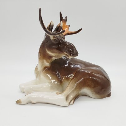 Статуэтка "Лось", скульптор П.П. Веселов, Ленинградский фарфоровый завод (ЛФЗ)