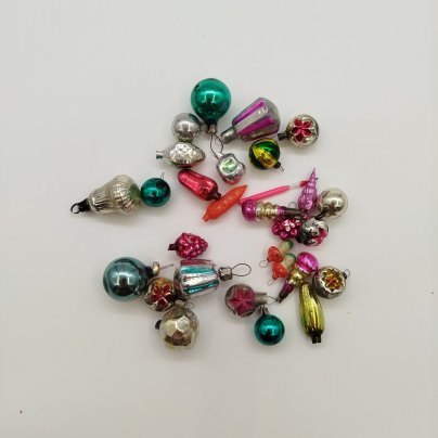 Набор ёлочных игрушек "Малютка", стекло, металл, СССР, 1960-1980 гг.