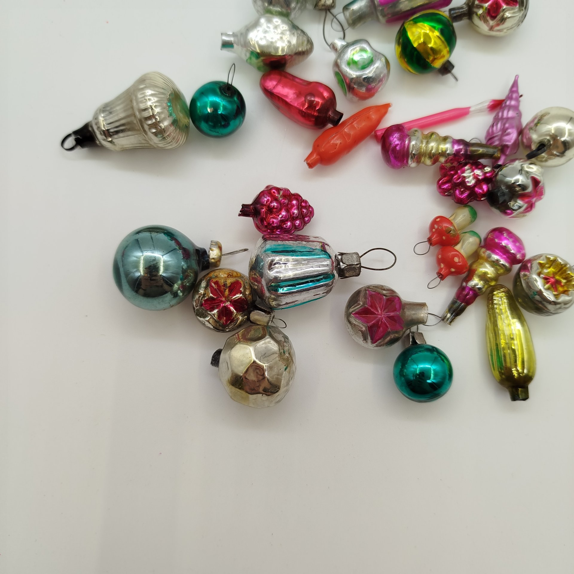 Набор ёлочных игрушек "Малютка", стекло, металл, СССР, 1960-1980 гг.