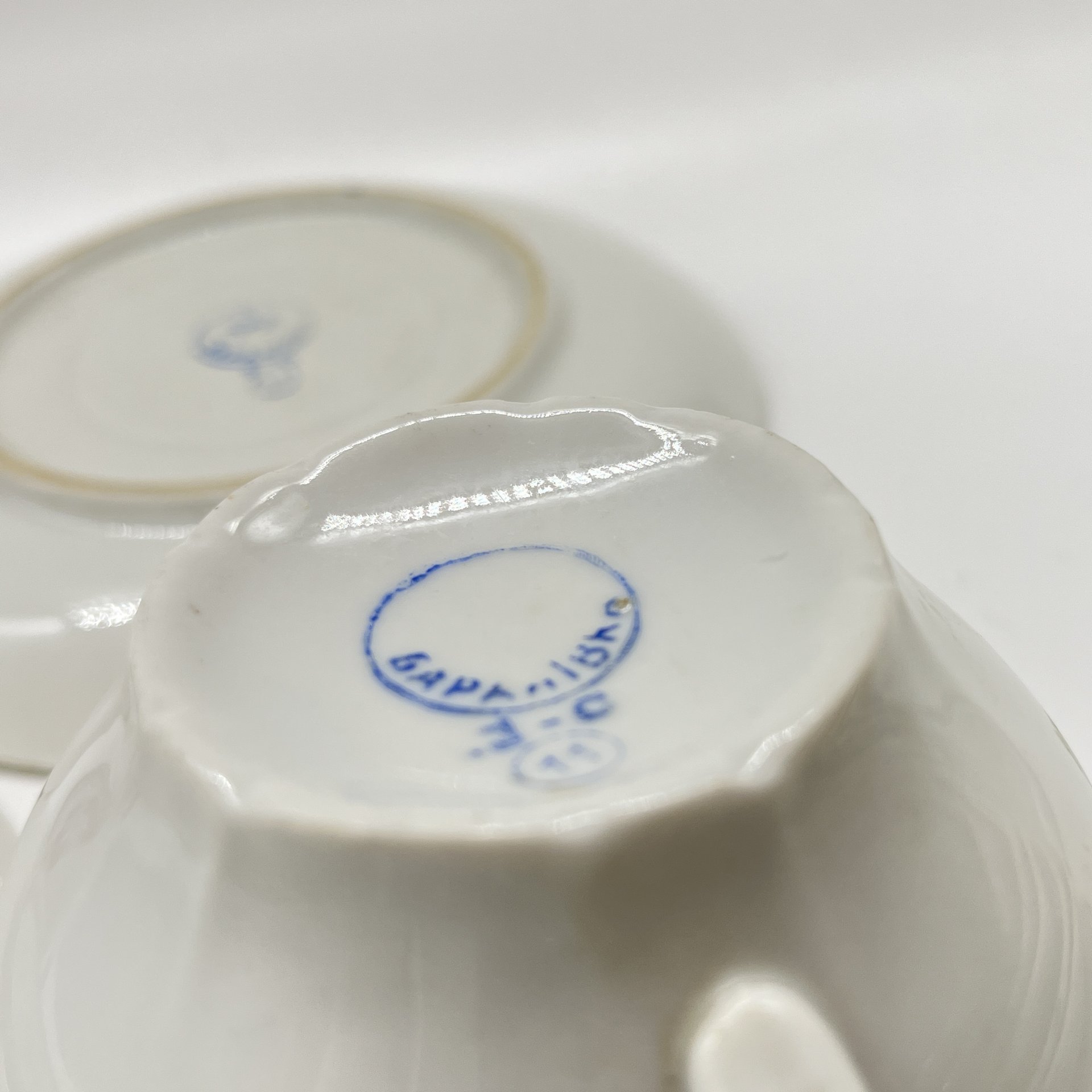 Набор из 2 чайных пар с цветочным декором, фарфор, деколь, золочение, Барановский фарфоровый завод, СССР, 1953-1957 гг.